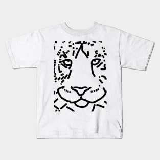 Black Line Minimal Tiger Face Kids T-Shirt